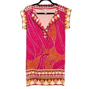 Diane Von Furstenberg 100% Silk‎ Shift Dress | Size 4 | Pink Tribal Geometric